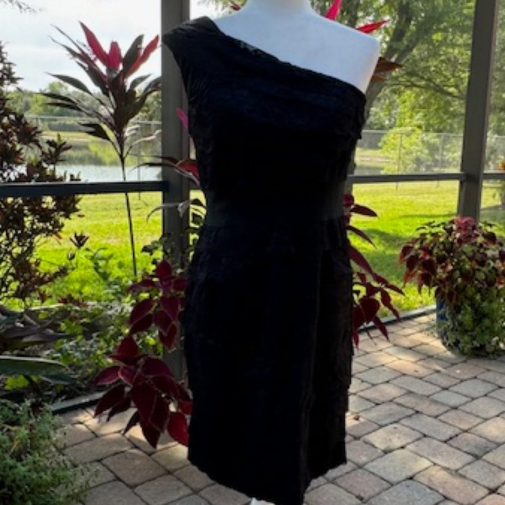 Jessica Simpson Black Layered Lace One Shoulder Dress Black Size 10